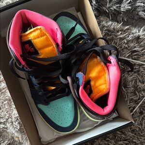 Nike High-Top Sneakers with Pink and Orange Accents